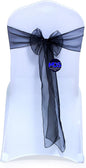 MDS Pack of 75 PCS Organza Chair Sashes Wider Dining Chair Bows Ribbon Tie Back for Wedding Party Birthday Bridal Shower Reception Event Banquet Home Chair Cover Decoration - Black