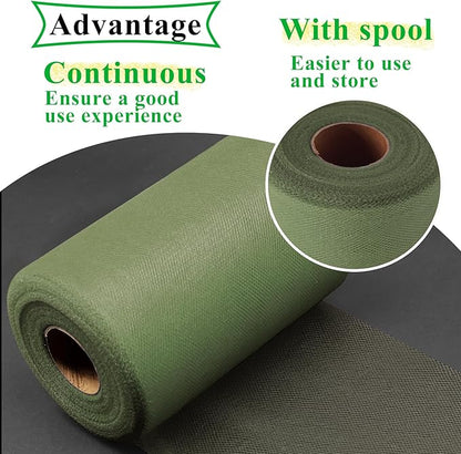 Olive Tulle Fabric Rolls 6 Inch by 100 Yards (300 feet) Fabric Spool Tulle Ribbon for DIY Tutu Bow Baby Shower Birthday Party Wedding Decorations Christmas Craft Supplies