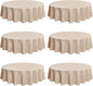 Fitable Faux Linen Round Tablecloths 90 Inch, 6 Pack - Fabric Textured Table Clothes for Round Folding Tables, Washable Neutral Table Covers for Wedding, Party, Banquet, Birthday, Beige