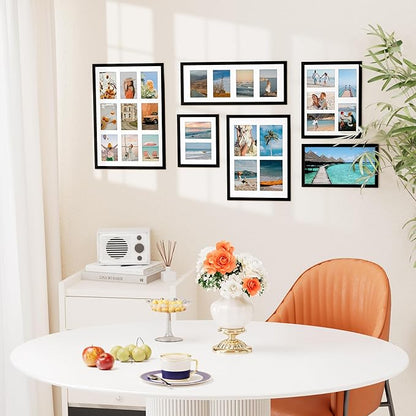 Vittanly 8.5x11 Collage Picture Frame, Displays 2Pcs 5x7 Pictures with Mat, Picture Frames Collage Wall Decor for Horizontal or Vertical Display, Black, 1 Pack