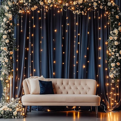 30ftx12ft Wrinkle Free Navy Blue Backdrop Curtain, 6 Panels 12FT Height Navy Blue Wedding Backdrop Drapes, Silky Polyester Back Drop Cloth for Birthday Photography Background Party Backdrop Draping