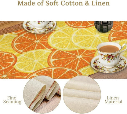 Orange Lemon Table Runner Spring Summer Orange Lemon Slices Botanical Fruit Dinner Runner for Farmhouse Baby Shower Party Holiday Home Kitchen Dining Table Decor 13x120