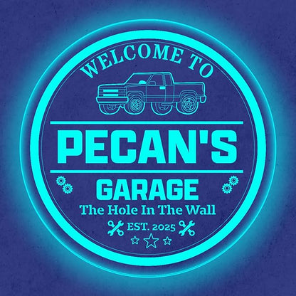 Custom Pickup Truck LED Sign – Personalized Color Changing Acrylic Wall Decor for Garage, Shop, or Man Cave (Garage 2, 20 INCHES)