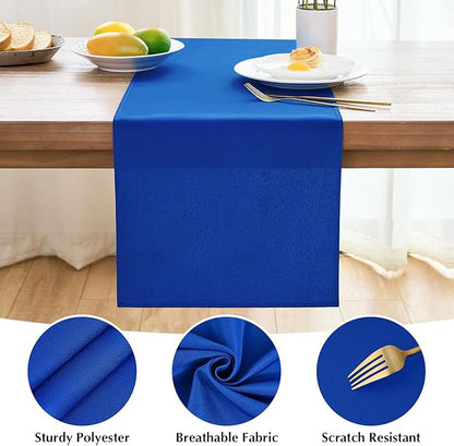 2 Pack Blue Small Short Table Runner 12 x 36 Inch Solid Color Runners Coffee Table Dresser for Daily Party Home Decoration