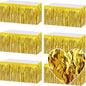 6 Pack 29x108 Inch Gold Wave Foil Fringe Table Skirts Metallic Banner for Tinsel Streamer Garland Backdrop for Parade Floats Wedding, Mother's Day, Birthday Mardi Gras Party Decorations