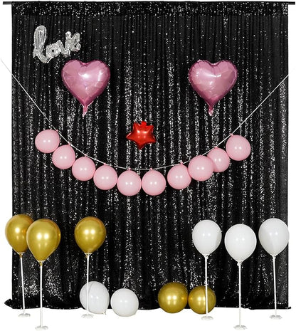 Poise3EHome Black Sequin Backdrop, 20Ft x 10Ft Glitter Photography Background Curtains for Halloween Party Wedding Birthday Christmas Thanksgiving Decoration