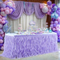 PARTISKY Lavender Purple Tulle Curly Willow Table Skirt for Rectangle Table 9ft, Ruffle Tutu Table Cloth for Girls Boys Baby Shower,Mermaid Birthday Party