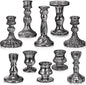 Mumufy 10 Pcs Glass Crystal Taper Candle Holders Clear Glass Candlestick Holder Fit 0.8 Inch Candles Crystal Decorative Candle Stand Centerpiece Table Wedding Dining Party (Classic,Black)