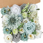 AmyHomie Teal Blue Artificial Flowers Combo Silk Mix Peony Rose Fake Flowers w/Stem for DIY Wedding Bouquets Centerpieces Arrangements Table Fall Decor Party Bridal Baby Shower Home Decorations