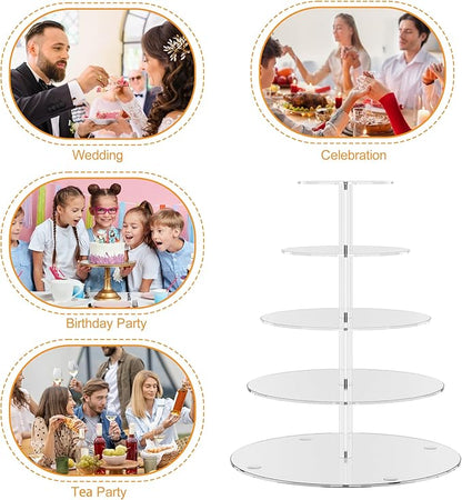 weddingwish 5 Tier Round Cupcake Stand for 50 Cupcakes, Acrylic Cupcake Display Stand, Clear Cupcake Tier Stand, Cupcake Holder Stand for Birthday Party Baby Shower