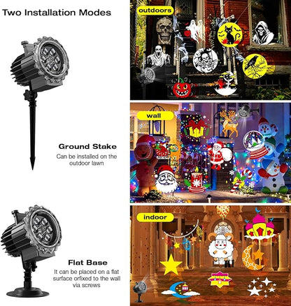 Christmas and Halloween Projector Lights Outdoor Holiday Decoration for Christmas, Halloween, Easter, Independence Day, Thanksgiving, New Year & Birthday Parties
