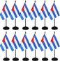 12 Pack Cuba Desk Flags Set, Cuban Small Mini Table Office Flags with Black Pole, Home and Office Decoration, Festival Celebrations