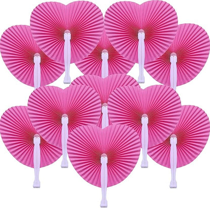 12 Packs Decorative Paper Folding Hand Fans Handheld,Silver Heart Foldable Wedding Fans Chinese and Japanese Fans Bulk for Bridal Guest Church Party Favors Dancing Birthday DIY