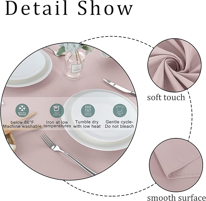 Fitable Square Tablecloth 54x54 inch Tablecloth Stain and Wrinkle Resistant Washable Polyester Table Cloth for Buffet Parties and Camping, Blush