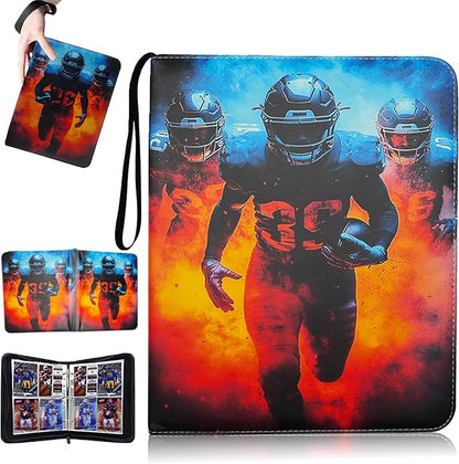 Trading Card Binder 4 Pocket, Pockets Football Card Binder, Premium Double Sided Pocket PU Cover Card Collection Binder for 400 Cards, Card Album for YuGiOh, MTG, TCG, Game Cards & Sports Cards