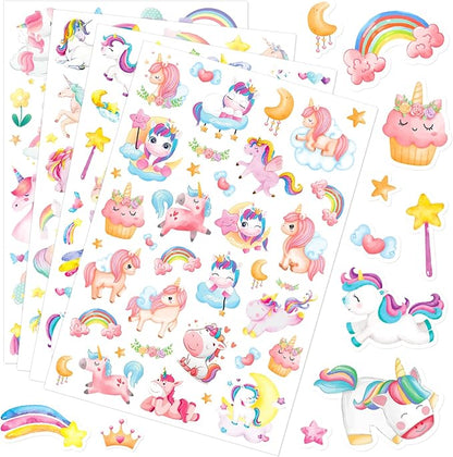 Cute Pink Unicorn Adhesive Stickers Rainbow Magical Star Unicorn Stickers 715 Count for Girls Toddlers Birthday Invitations Envelopes Decorations Party Goodie Gifts Bags Decor School Class Rewards