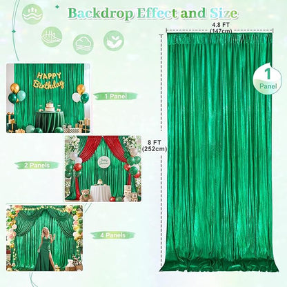 Emerald Green Backdrop Party Decorations: Backdrop Drapes Curtains 4.8FTx8FT Wrinkle Free Christmas Fabric for Sparkle Wedding Bridal Baby Shower