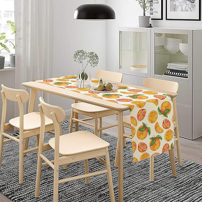 Watercolor Fruit Botanical Print Table Runner Spring Summer Orange Lemon Dinner Runner for Farmhouse Party Holiday Home Kitchen Dining Table Decor 13x36