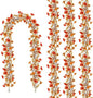 4 Pack Artificial Fall Flowers Garland, 6 FT Fall Decorations Fake Mums Floral Vines UV Resistant Faux Hanging Flower Ivy Garland for Home Party Table Wall Decor (Orange + Autumn Yellow)