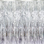 GOER 3.2 ft x 8.2 ft Metallic Tinsel Foil Fringe Curtains Party Photo Backdrop Party Streamers for Birthday,Graduation,New Year Eve Decorations Wedding Decor (Silver,3 pcs)