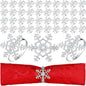 Patelai 100 Pieces Snowflake Napkin Rings Thanksgiving Christmas Napkin Holders Exquisite Household Rhinestone Napkin Rings Set for Christmas Wedding Dinner Party Table Decoration (Silver)