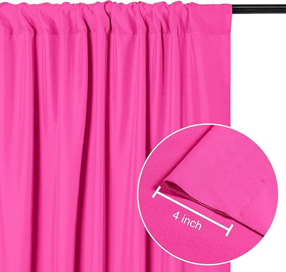 DWCN 10x7 FT Backdrop Curtains for Parties, Photography Backdrop Drapes with Rod Pockets for Wedding Decorations Stage Birthday Family Gatherings, 2 Panels 5ft x 7ft, Fuchsia