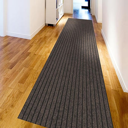 Ottomanson 2'7" x 12' Hallway Runner with Scraper Pile - Extra Durable Non-Slip Rug Mat for Indoor & Outdoor Use - Ideal for Kitchen, Entryway & Garage - High-Traffic Carpet, Brown