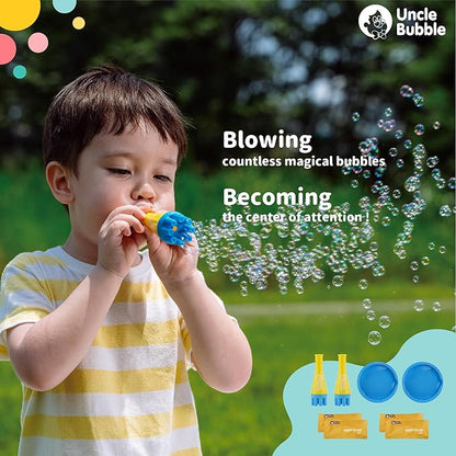 Uncle Bubble Blower for Kids and Toddlers, Set of 2 Mini Bubble Blower Makes Thousands of Bubbles Ease, Plastic Reduction Version
