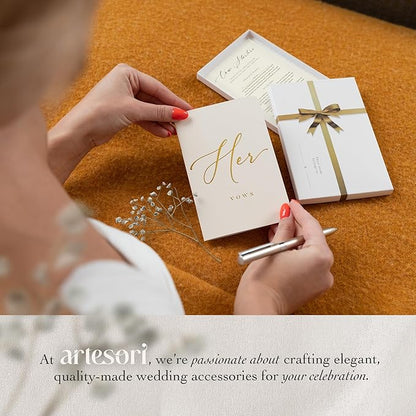 ARTESORI Premium Wedding Vow Book for Her & Him, Soft Touch, Gold Foil, 28 Lined Pages, Wedding Vow Books His and Hers, Wedding Essentials, Wedding Registry Ideas, His and Hers Gifts [White & Black]