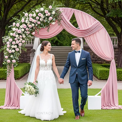 Wedding Arch Draping Fabric 29" x 19Ft Sheer Drapes for Backdrop Wedding Ceremony Reception Ceiling Decor Curtain Baby Bridal Shower Decoration (Dusty Rose, 3 Panels)