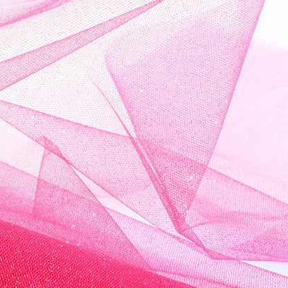 Sparkling Tulle Rolls, 15” by 30 Yards (90FT) Glitter Tulle Spool Ribbon Fabric for Wedding Birthday Bridal Shower Tutu Skirt Party Gift Wrapping (Fuchsia)