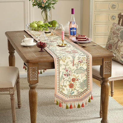 patdrea Velvet French Table Runner Farmhouse for Home Kitchen Dining Decor Parties Family Dinners Wedding 12"*87"