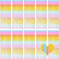 10 Pack Easter Foil Fringe Curtains 3.2ft x 8.2ft Rainbow Backdrop Curtains Photo Booth Background for Birthday Party Decoration Easter Decoration (Colorful)