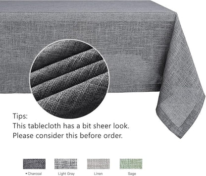 maxmill Flaxy Faux Linen Tablecloth with 2-Tone Slubby Texture Wrinkle Free Anti-Shrink Soft Table Cloth for Kitchen Dining Tabletop for Outdoor and Indoor Use Rectangle 60 x 84 Inch Charcoal