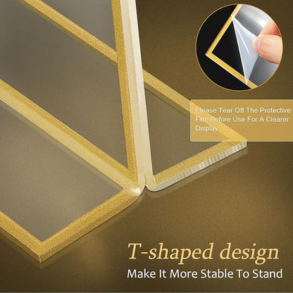 Hoteam 30 Pack 5 x 7 Clear Acrylic Sign Holder with Gold Borders, Gold Picture Frame, Double Sided Wedding Table Number, Acrylic Menu Stands for Wedding Table, Restaurant Sign, Photos