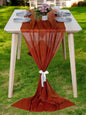 MDS 20 Pack 10ft Chiffon Table Runner 29 x 120 Inches Sheer Wedding Runner Romantic Rustic Table Runner for Wedding Decorations, Birthday Parties, Bridal Shower Party Arch Decor - Terracotta