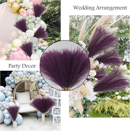 50pcs Pink Faux Pampas Grass Decor, 21.6" Short Artificial Pompous Grass Floral Fake Pompas Grass Branches Vase Filler Flower Arrangement for Home Wedding Boho Decor