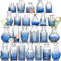 Bud Vases Set of 24, Gradient Blue Vintage Small Vases for Flowers, Clear Crystal Mini Glasses in Bulk, Small Flower Design for Centerpieces Wedding Home Flower Party Decor