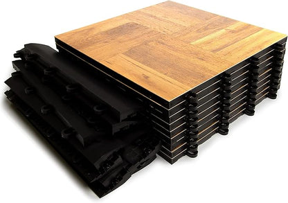 Big Floors 3X3OAKFLOOR Interlocking Lightweight Plastic Modular Dance Floor Kit (3' x 3'), Oak, 21 Piece