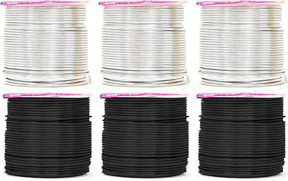 Mandala Crafts 16 Gauge Anodized Aluminum Craft Wire for Jewelry Making – 390 FT Colored Flexible Silver Black Wire - Bendable for Bonsai Armature Crafting Sculpting
