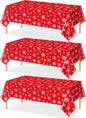 Jectivs 3 Pieces Christmas Snowflake Plastic Party Tablecloth Decorations,White Snowflake Red Xmas Backdrop Sign Table Cover Banner for Winter Christmas Holiday Party Supplies,54x108 inch (Red)