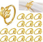 Leaf Napkin Rings Set of 50 Metal Gold Napkin Holder Stylish Fall Napkins Ring Bulk Handicraft Flower Napkins Rings for Family Dinner Wedding Birthday Christmas Thanksgiving Elegant Table Setting-Gold