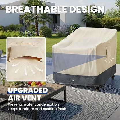 Extra Heavy Duty Patio Chair Covers Waterproof, 2 Pack Patio Furniture Covers for Outdoor Swivel/ Rocking Chair/ Adirondack Chairs, Outdoor Seat Cover with Air Vents, 35"W x 37"D x 38.5"H