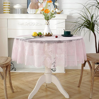 Jeloris Round Lace Tablecloth with Elegant Scalloped Bottom for Any Special Event Such as Wedding, Birthday Party, Baby Shower, Anniversary (78 inch, Style 2)