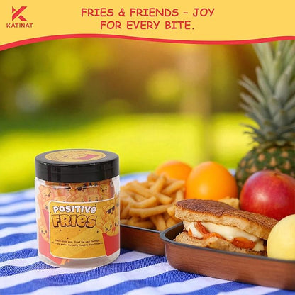 Positive Fries Jar – 60 Funny Affirmation Cards, Emotional Support Fries for Friends, Teens, Coworkers, Funny Foodie Gifts for Stress Relief and Positivity