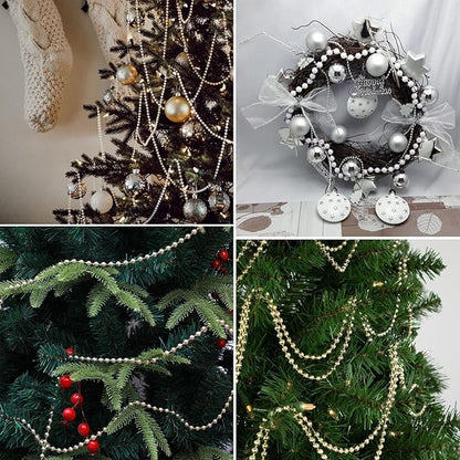 [66 Feet] Gold Pearl Beads Garland, 8MM 22 Yards Gold Faux Pearl Beads String Roll Bulk for DIY Craft Christmas Tree Wedding Party Decoration