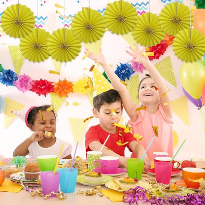 Yellow Party Decorations,Paper Decorations for Party,Lemon Decorations Party Paper Fans Bulk 12in,Anniversary Decorations for Part 30 Color DIY Set （Lemon Yellow）