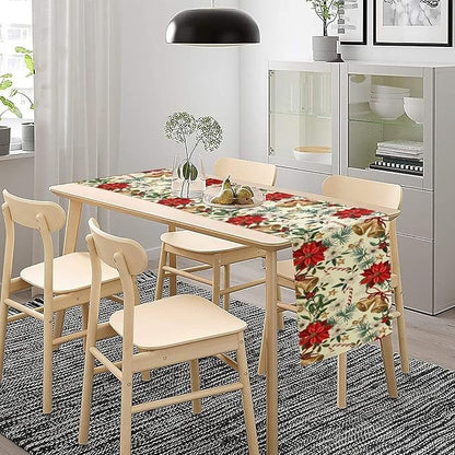 Christmas Table Runner, Seasonal Winter Xmas Holiday Kitchen Dining Table Decoration for Home Party Decor 13x90 Inch