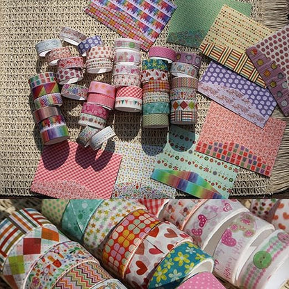 Washi Tape Set - 40 Rolls of 1.5cm Wide Decorative and Craft Tape for Scrapbooking and Bullet Journal Supplies