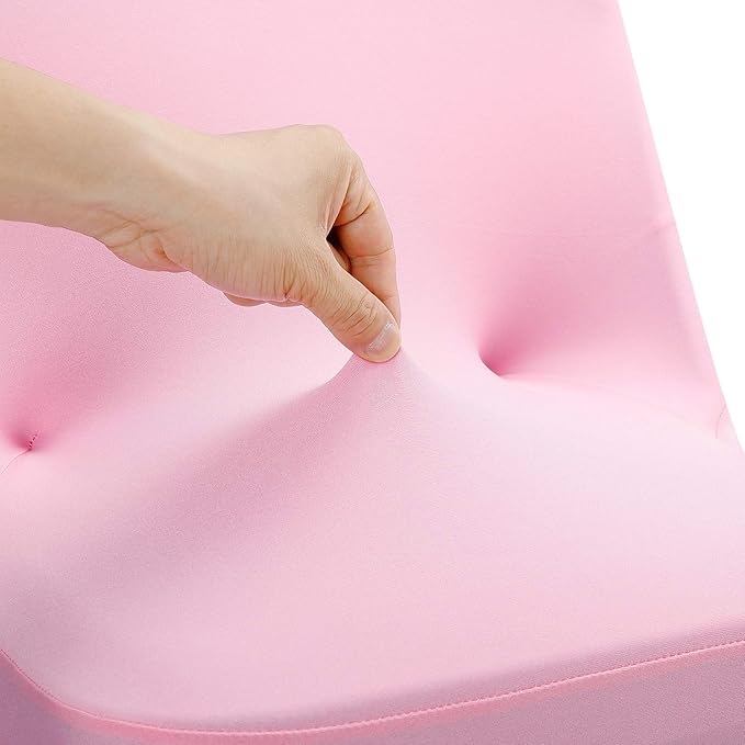 Peomeise Stretch Spandex Folding Chair Cover for Wedding Party Dining Banquet Event (Pink,6pcs)